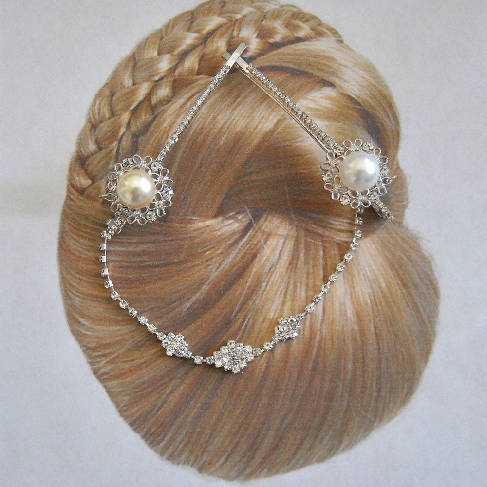 NEW Bridal Headchain Wedding Bobby Pins Hair Drape